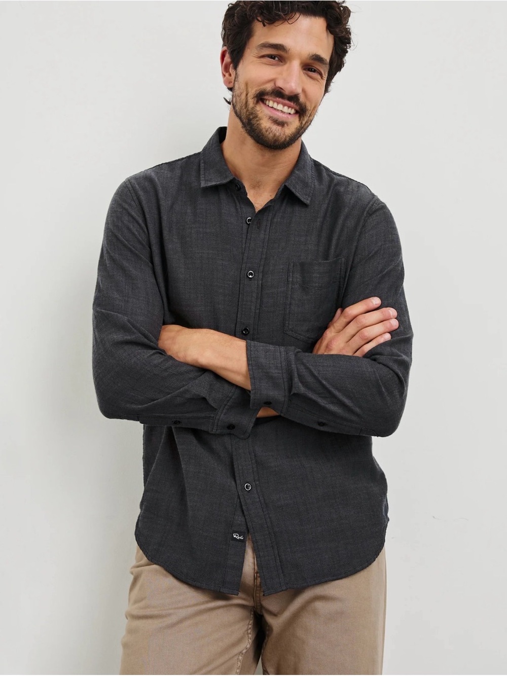 RAILS Men's Wyatt Black Chambray Long-Sleeve Shirt size L BRAND NEW W Tags